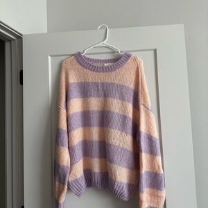 Striped Lavender and Peach Sweater